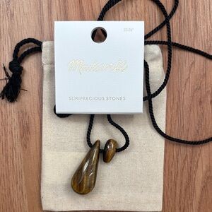 Madewell Tiger Eye Double Droplet Pendant Necklace